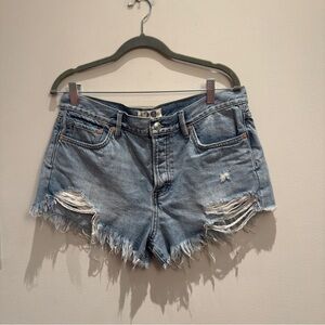 We The Free Ripped Jean Shorts Distress Hem Women’s  Size 29 Uk 12